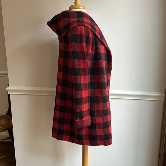 Anthropologie Field Flower Red Buffalo Plaid Cardigan Wrap Sweater Coat XS EUC - Picture 6 of 9